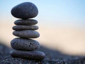 stacked flat rocks representing the Zen life balance